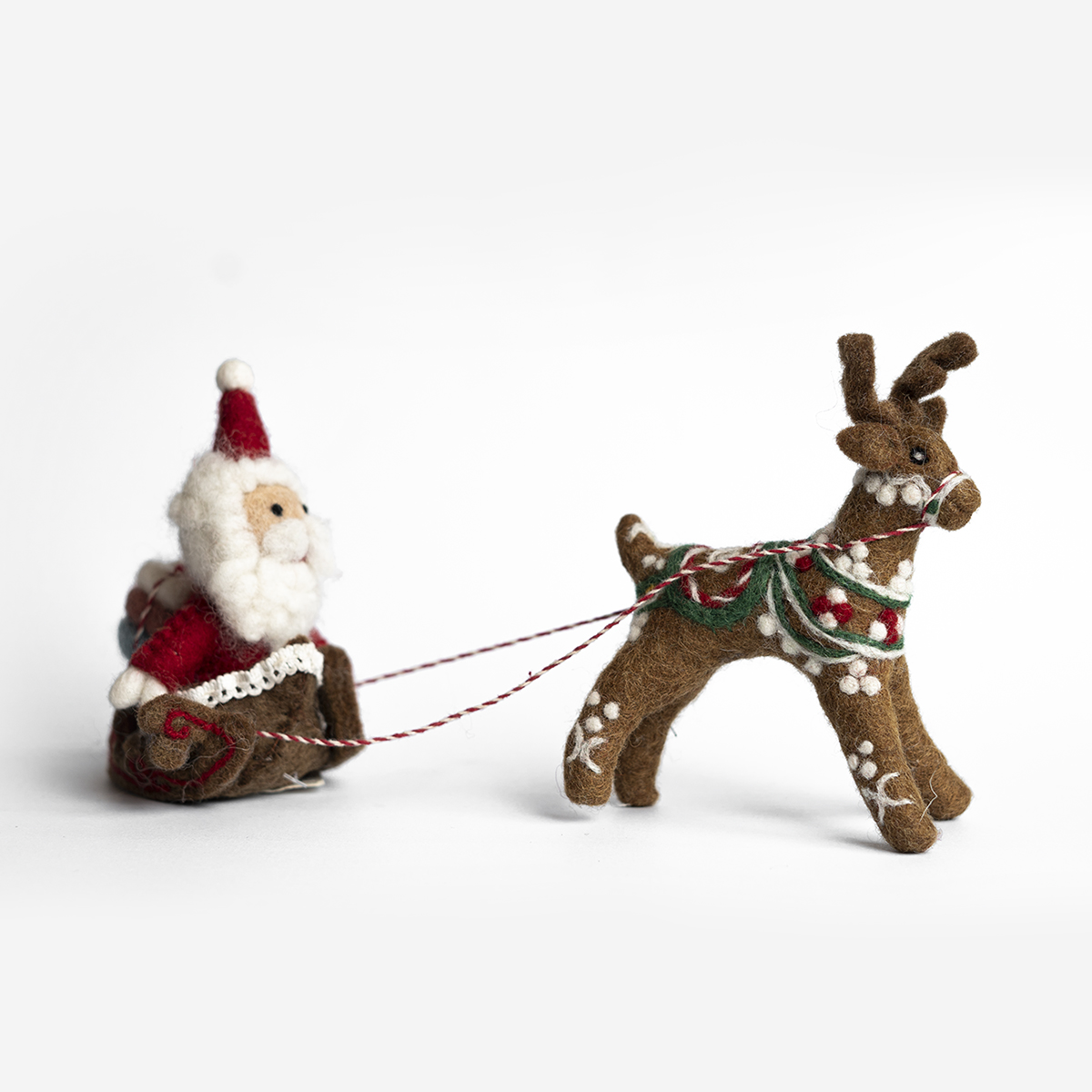 Felt Santa with Sleigh and deer